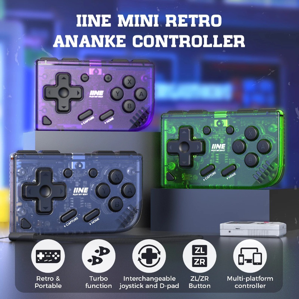 IINE Mini Retro Ananke Bộ điều khiển cho Nintendo Switch & Switch Chức năng Oled Turbo Cần điều khiể