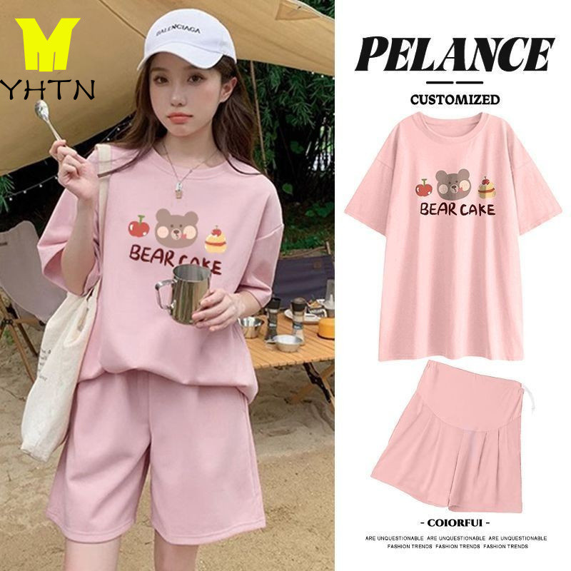 YHTN bộ bầu mùa hè quần áo sét đồ xinh set bigsize đồ bộ bầu dễ thương