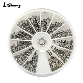 LISHUANG 600 chiếc Bộ phân loại hạt ốc vít, M1 M1.2 M1.4 M1.6 600 chiếc Bộ phân loại đai ốc & bu lông, Thép không gỉ có hộp nhựa 12 loại vít thu nhỏ