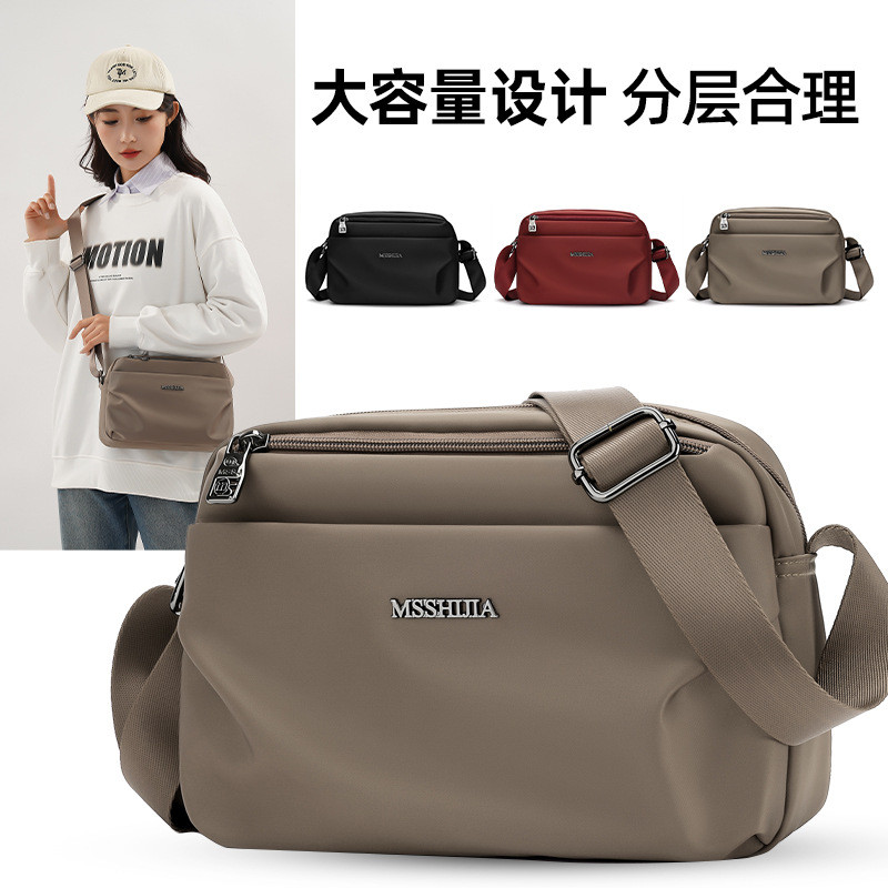 Túi Messenger Nhẹ Nhiều Lớp Túi Nữ Thường Ngày Dung Tích Lớn Túi Đeo Vai Túi Vải Nylon Chống Thấm Nước