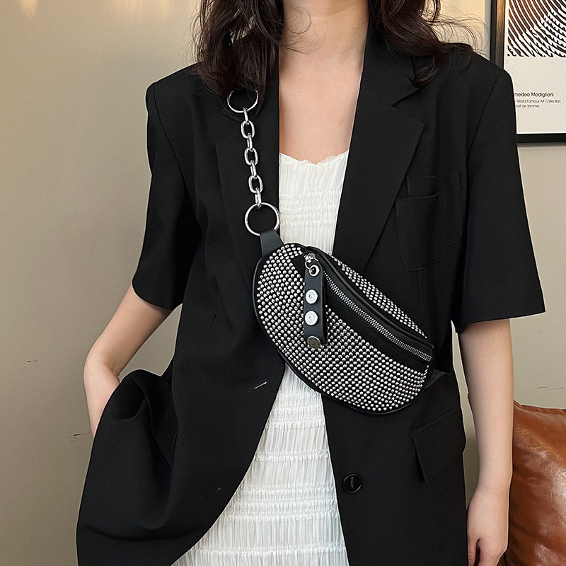 Túi ngực thời trang Hàn Quốc mới với họa tiết đá rhinestone tiên tiến đa năng có khóa kéo