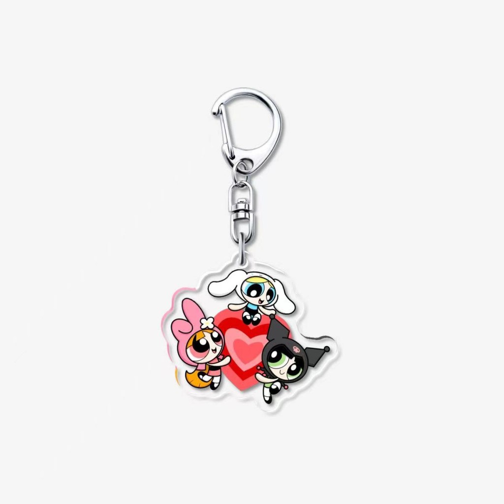 Móc khóa làm sẵn ngoại vi Powerpuff Girls xuyên biên giới bằng acrylic Huahua Bubbles Fluffy móc khó