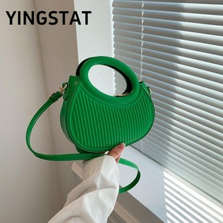 YINGSTAT Túi đeo nách , Túi đeo vai đơn bằng da Pu Mini, Túi xách nữ màu trơn xếp ly thông thường