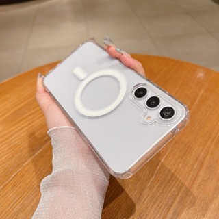 Acrylic Trong Suốt Không Dây Sạc Từ Tính Chống Rơi Và Chống Va Chạm Thiết Kế Ốp Lưng Điện Thoại Thích Hợp Cho Samsung Galaxy A15 A35 A55 5G S21 23 24FE