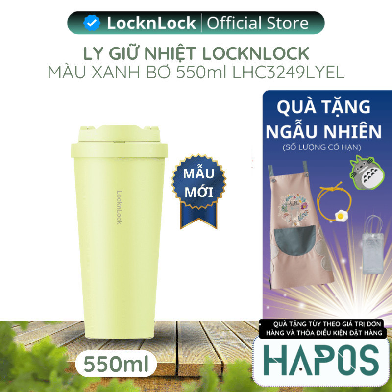 Ly giữ nhiệt LocknLock chính hãng 550ml LHC3249 Inox 316L nắp 1 chạm, giữ nóng lạnh lâu - Hapos Mall