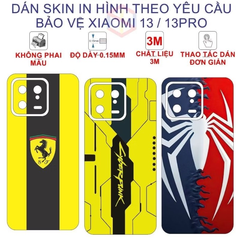 (Xiaomi 13/ Xiaomi 13 Pro) Miếng dán Skin mặt sau in hình bảo vệ Xiaomi 13/ Xiaomi 13 Pro VTstore