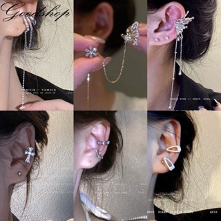  Bộ Bông Tai Kẹp Tai Thanh Lịch Dành Cho Nữ Sang Trọng Zircon Bướm Đeo Chéo Tai Phụ Kiện Trang Sức 