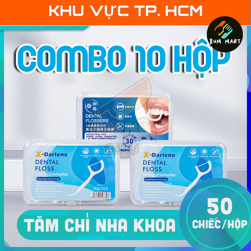 Combo 300/500 Chỉ Tăm Nha Khoa (50 Chiếc/Hộp) Xỉa Răng Vệ Sinh Bảo Vệ Răng Miệng Sạch Sẽ - Bum Bum H