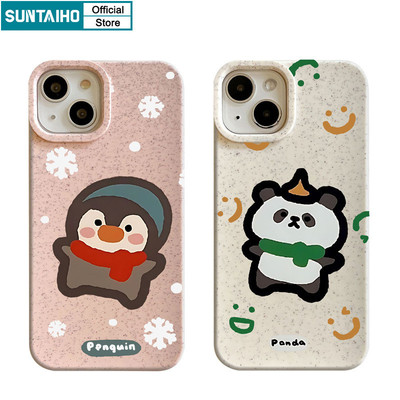 Suntaiho Ngộ nghĩnh Vỏ Độc Đáo Gấu Trúc Họa Tiết Chim Cánh Cụt Ốp Điện Thoại Cho Iphone 16 15 14 13 12 11 Pro Max IP 7 8 Plus Iphon X Xs XR Xs Max Silicon Mềm Cao Cấp Chống Sốc Ốp Lưng