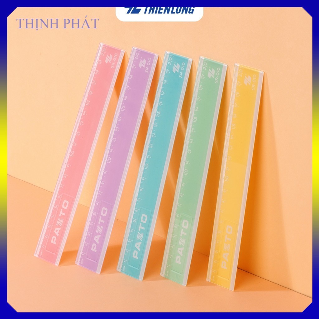 2 Thước nhựa thẳng màu Pastel dài 20 cm TL Pazto SR-010 - Màu ngẫu nhiên (vppthinhphat)