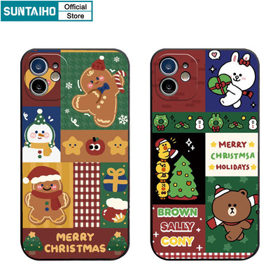Suntaiho Ngộ nghĩnh Dễ Thương Vỏ Giáng Sinh Họa Tiết Gấu Thỏ Ốp Điện Thoại Cho Iphone 16 15 14 13 12 11 Pro Max IP 7 8 Plus Iphon X Xs XR Xs Max Silicon Mềm Cao Cấp Chống Sốc Ốp Lưng