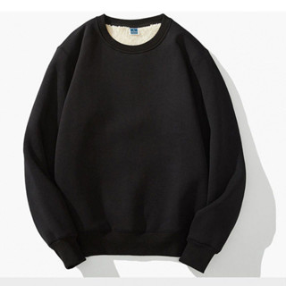 Áo len nam mùa thu đông, áo len cổ tròn lót lông cừu ấm áp