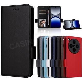  Ốp Lưng Cho Oppo Find X8 X9 Pro X8Pro Reno 12 13 14 F Pro Reno 12 4G 5G Sang Trọng Lật Da Bên Khóa Lychee Họa Tiết Vỏ Điện Thoại Khe Cắm Thẻ Chân Đế Vỏ Điện Thoại Chống Sốc 