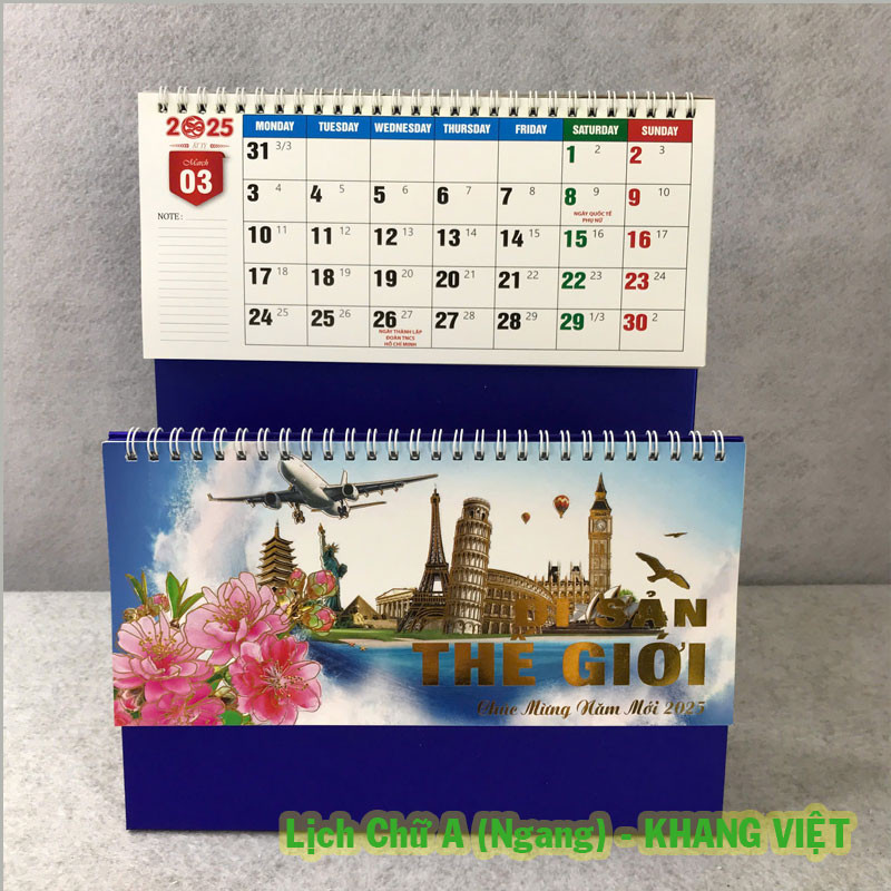 Lịch Để Bàn 2025 chữ M (Có Lịch Âm) khổ 24*16cm theo chủ đề