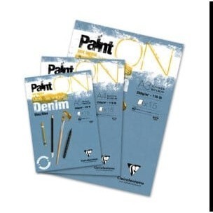 Paint on denim blue 250gsm A4, tập giấy vẽ denim, Sổ vẽ Clairefontaine giấy màu denim
