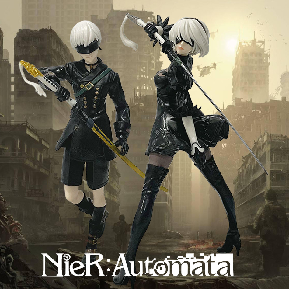 Trò Chơi NieR Anime Nhân Vật 9S 2B Đứng Nhân Vật Hành Động 9S 2B Các Bức Tượng Nhỏ Búp Bê PVC Đồ Chơ