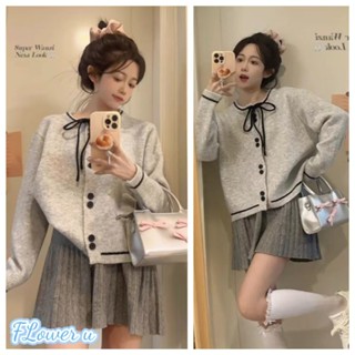 Floweryou Áo Len Dệt Kim Dài Tay Phong Cách Retro Dành Cho Nữ Áo Khoác Cardigan Ngắn Thời Trang Mới