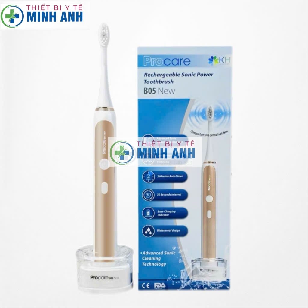 Bàn chải điện Procare KHB05 New - 31000-40000 rung/phút, 3 chế độ làm sạch, pin lithium 700mAh