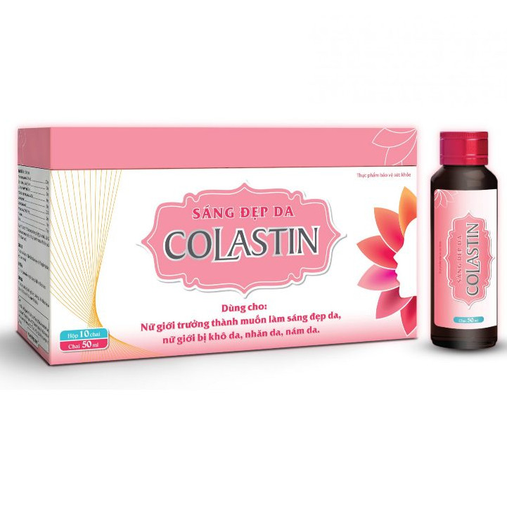 Nước uống Collagen Elastin giúp da căng mịn, chống ơi lão hoá, sáng đẹp da COLASTIN Viphar hộp 10 ch
