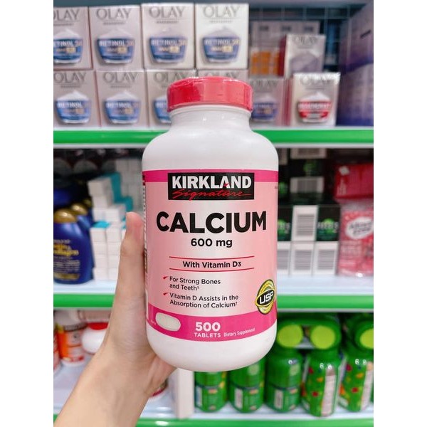 Viên Canxi Kirkland Calcium 600mg Vitamin D3 500 viên Date 2027 MỸ