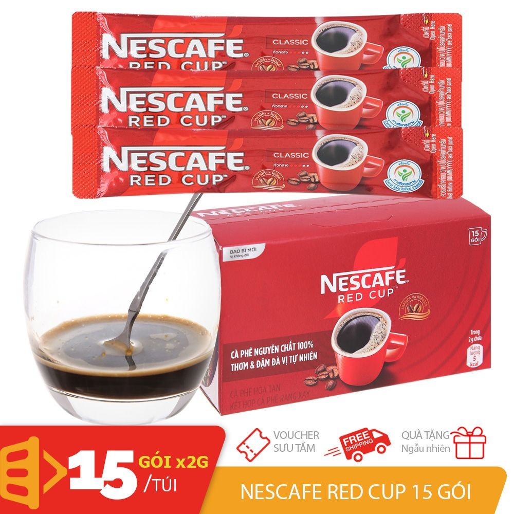 Túi 15 gói x2gr Nescafe Red Cup cà phê hòa tan tách lẻ siêu tiết kiệm