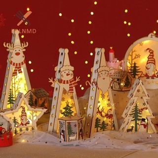 Rrlnmd Trang Trí Giáng Sinh Đèn LED Tam Giác Ánh Sáng Ông Già Noel Người Tuyết Khắc Rỗng Họa Tiết Xmas Trang Trí MỚI