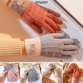 Găng Tay Dệt Kim CHLOCH, Plus Nhung Mềm Màn Hình Cảm Ứng Găng Tay, Ngoài Trời Mùa Đông Full Ngón Tay Ấm Áp Nam Nữ