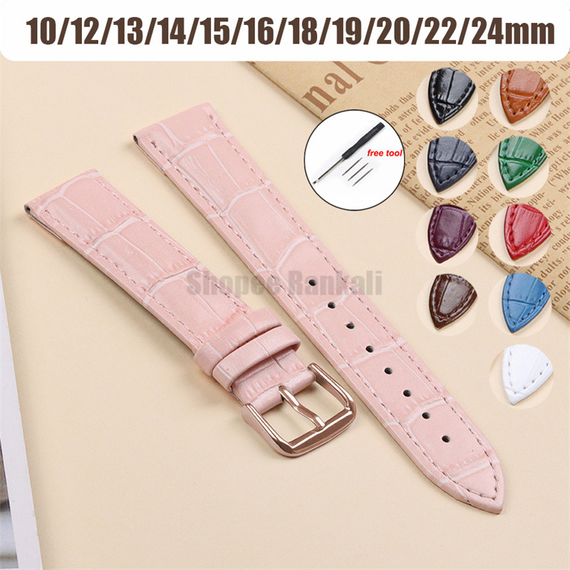 Dây đeo đồng hồ bằng da thật 10-24mm Vòng đeo tay dây đai kinh doanh mềm đa năng 16 / 18 / 20 / 22 /