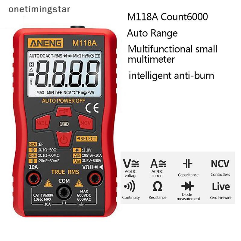 Onetimingstar ANENG M118A Đồng hồ vạn năng kỹ thuật số Máy kiểm tra AC / DC cầm tay Máy đo độ nhạy M