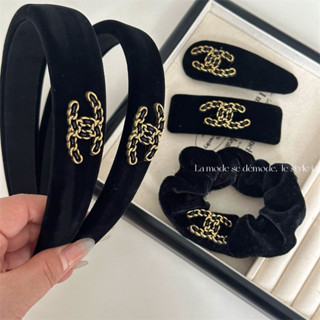  Set kẹp tóc bờm cài tộc tóc màu đen đính charm chữ x chất liệu nhung đen phong cách hàn quốcóc dây bu 