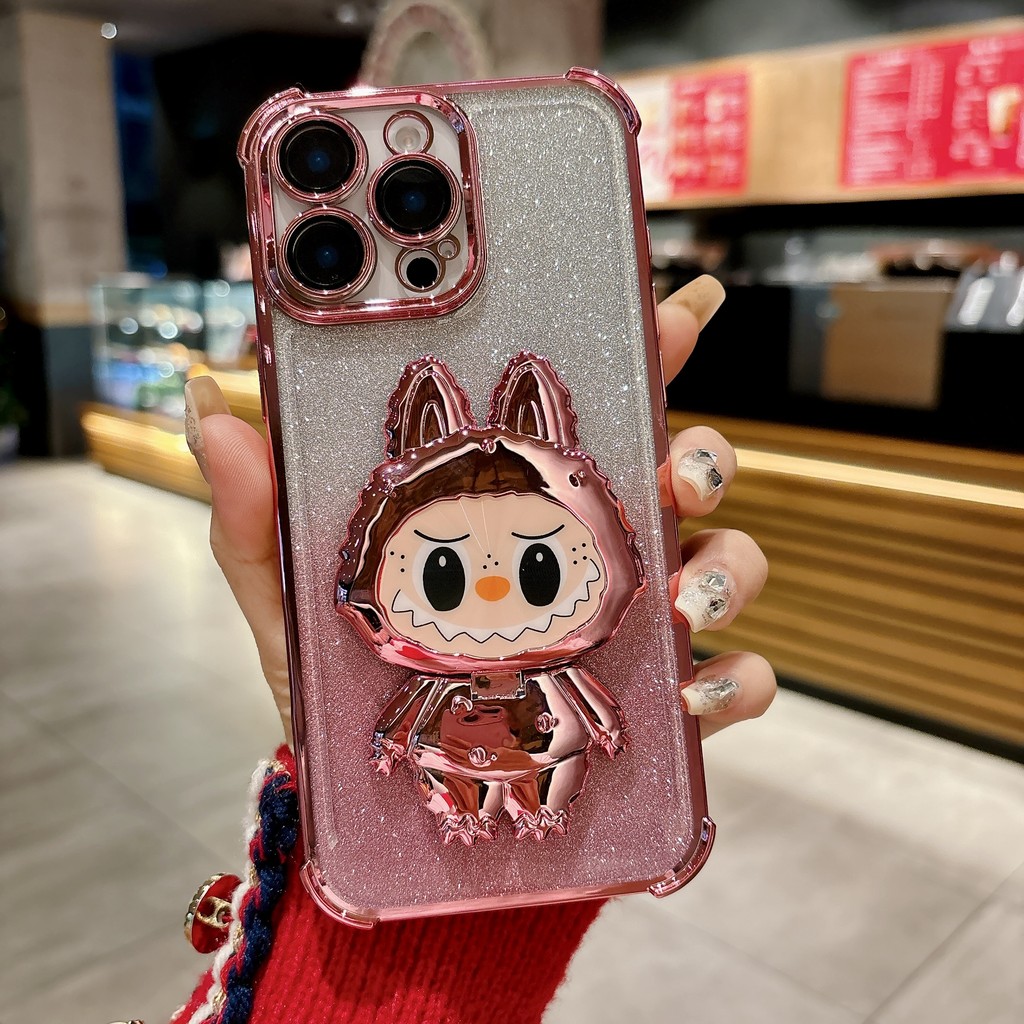 Sang Trọng Dễ Thương 3D Labubupu Phim Hoạt Hình Gương Son Môi Ins Giá Đỡ Điện Thoại Thời Trang Lấp L