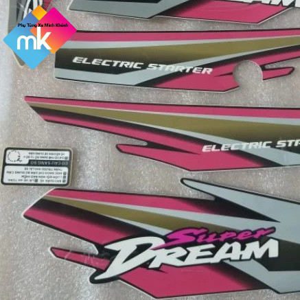 CH | Bộ Tem Xe Super Dream L1 (Mẫu Tem Hồng Rách 1999-2000 Việt )