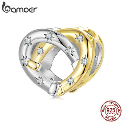 Bamoer 925 Sterling Sliver Charm Trái Tim Móng Ngựa Mặt Dây Chuyền DIY Cho Vòng Tay Quà Tặng Cho Nữ