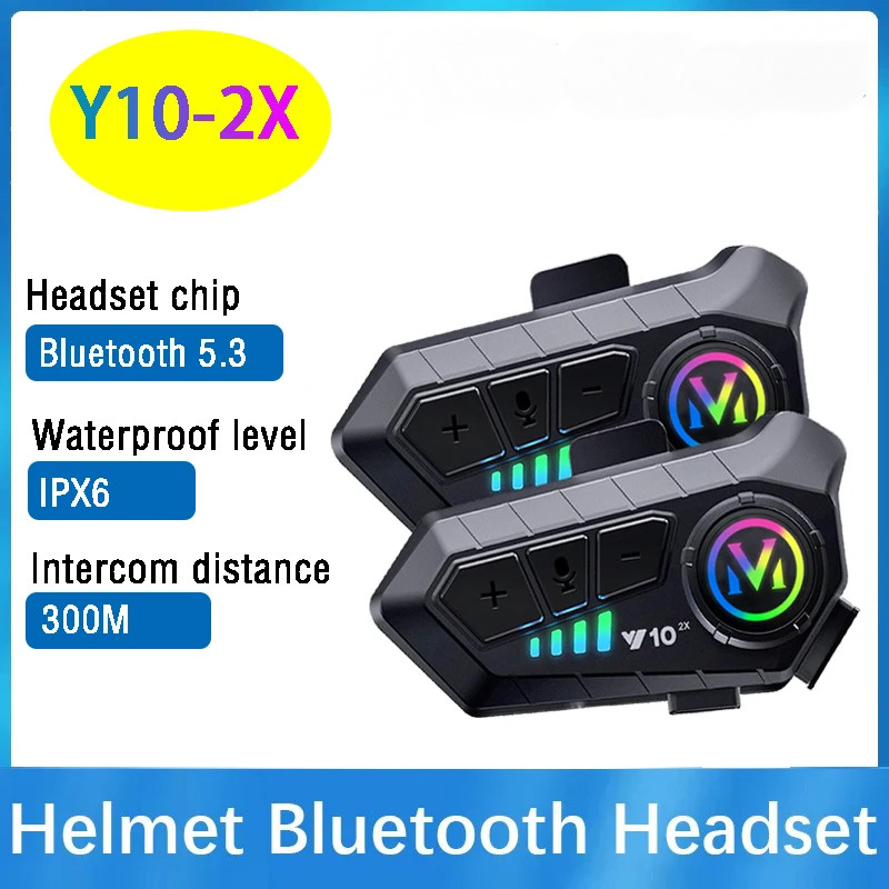 Y10-2X Mũ bảo hiểm xe máy Tai nghe Bluetooth Intercom IPX6 Chống nước 2000mAh