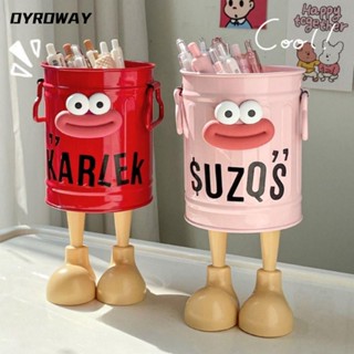 Hộp đựng bút chì DYROWAY, Bút chì miệng lớn DIY, Phim hoạt hình dễ thương Dung lượng lớn Máy tính để bàn tròn Lưu trữ Xô Học sinh Văn phòng phẩm