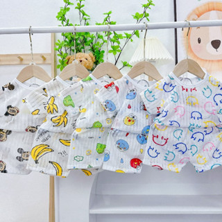 Combo 10 Bộ Quần Áo Cotton Giấy Cộc Tay Cho Bé Trai Gái 0 - 36 Tháng Tuổi