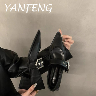 YANFENG  Giày Mary Jane Lolita đế cao Giày Búp Bê Đế da mềm đế êm thời trang 2023NEW Cho Nữ Đàn hồi tốt Tự tin Chống thấm nước Phối hợp dễ dàng FLF24A00RA 44Z241027