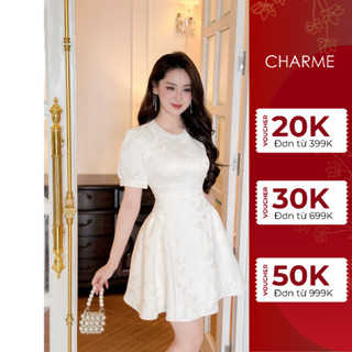 Váy dự tiệc dáng xòe cổ tròn eo cao Charme 310010