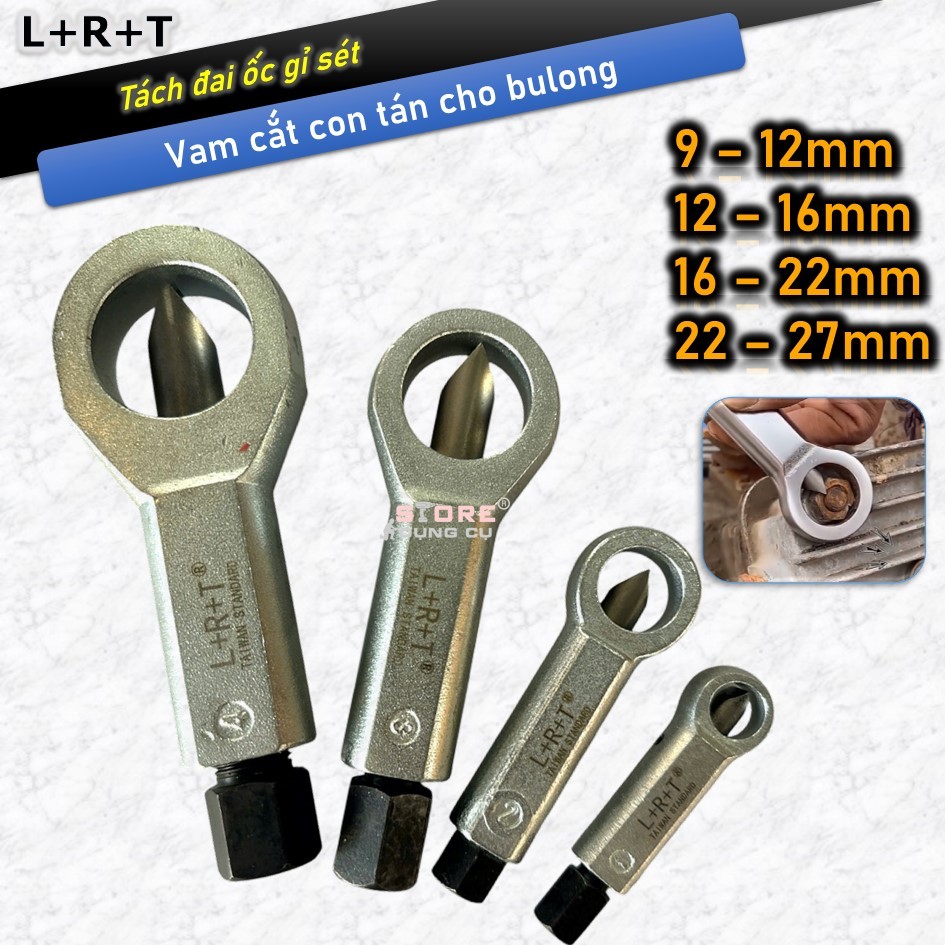 9-27mm Dụng cụ phá tán L+R+T Taiwan, Dụng cụ mở đai ốc rỉ sét tiện dụng, vam cắt phá con tán cho bul
