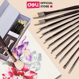  Bộ 11 Cọ Vẽ Dmast Cao Cấp Deli - Dùng Cho Màu Nước  Gouache  Sơn Acrylic - Đa Dạng Kích Thước Đầu Cọ 