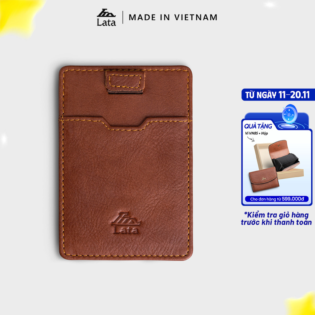 Ví da thật phom đứng đựng name card Lata LVN77