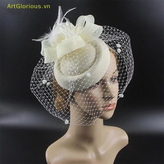 Artglorious Feather Veil Với Ren Hoa Nữ Mũ Thanh Lịch Mũ Kẹp TócFascINAG Tiệc Cưới Kẹp Tóc VN