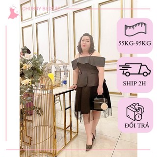 (chubby )ĐẦM THIẾT KẾ BẸT VAI BIGSIZE 75-95kg 1528