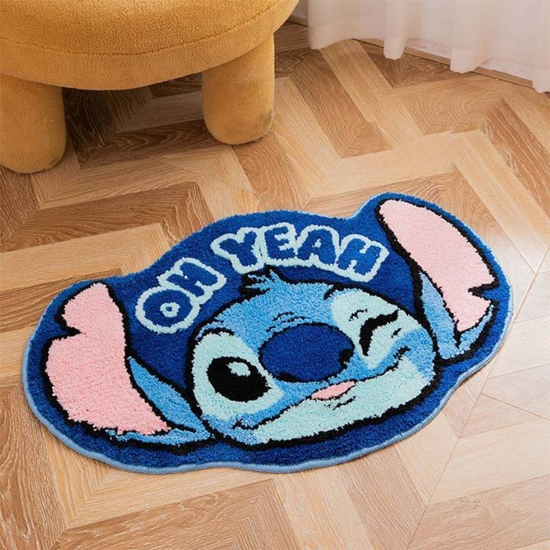 Cute Cartoon Floor Mat Stitch Cashmere Carpet Household Foot Mat Super Cute Non-Slip Bedside Bedroom