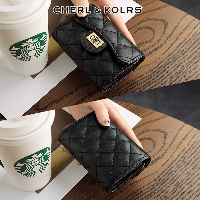 Cherlkolrs Kim Cương Phong Cách Chanel Mini Đựng Thẻ Ví Đựng Tiền Xu Đa Năng Chống Trộm Trượt