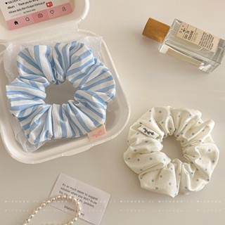 Dải Xanh In Dây Buộc Tóc Đuôi Ngựa Đầu Dây Scrunchies Phụ Kiện Tóc Hàn Quốc