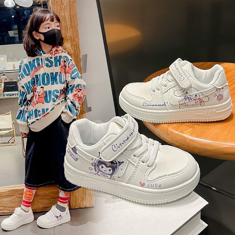 Giày trẻ em 2025, giày trắng mới, giày thể thao mùa xuân cho trẻ em, giày sneaker Cinnamoroll cho bé