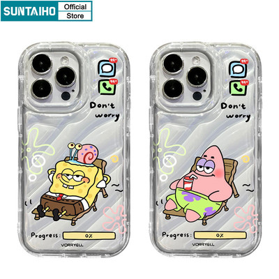 Suntaiho Vui Nhộn Và Thư Giãn Họa Tiết SpongeBob Ốp Điện Thoại Trong Suốt TPU Mềm Cao Cấp Chống Sốc Cho iPhone 11 12 13 14 15 16 Pro max IP 7 8 Plus Iphon X Xs XR Xs max