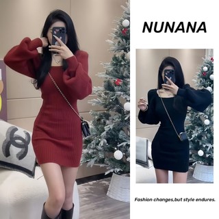  Váy Tết Đỏ Đầm Body Dệt Kim Dáng Ôm Thời Trang Thu Đông Mới Dành Cho Bạn Nữ 