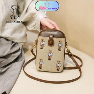 Túi Xách Nữ Đeo Chéo Đeo Vai Túi Đựng Vừa Điện Thoại Promax, Hình Gấu Cute Chất Da Dày Dặn PT0450408
